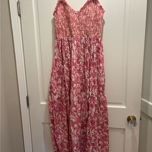 Pink and White Floral Maxi Dress